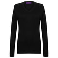 Front - Henbury Womens Cashmere Touch Acrylic V-Neck Long Sleeve Jumper / Knitwear