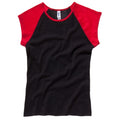 Front - Bella + Canvas Womens/Ladies Baby Rib Cap Sleeve Contrast T-Shirt