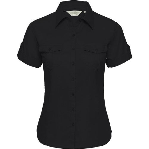 Front - Russell Collection Womens/Ladies Short / Roll-Sleeve Work Shirt
