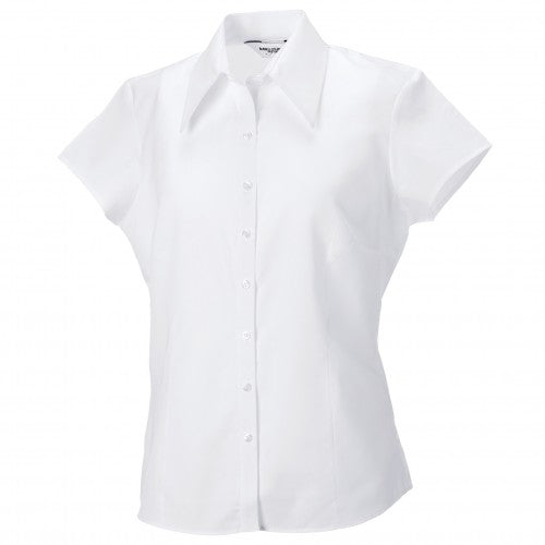 Front - Russell Collection Womens/Ladies Short Cap Sleeve Tencel® Fitted Shirt