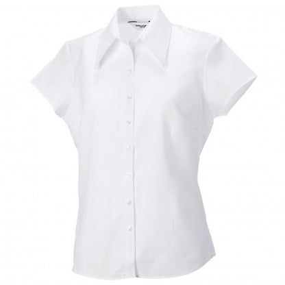 Front - Russell Collection Womens/Ladies Short Cap Sleeve Tencel® Fitted Shirt