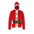 Front - Christmas Shop Adults Unisex Hooded Santa Design Jumper/Sweatshirt