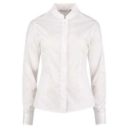 Front - Kustom Kit Womens/Ladies Mandarin Collar Fitted Long Sleeve Shirt