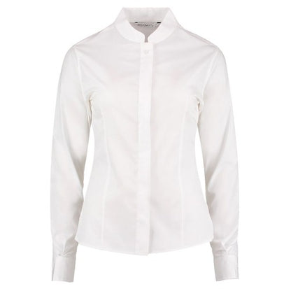 Front - Kustom Kit Womens/Ladies Mandarin Collar Fitted Long Sleeve Shirt
