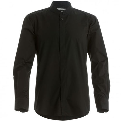Front - Kustom Kit Mens Mandarin Collar Fitted Long Sleeve Corporate Shirt