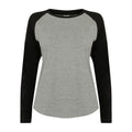 Front - Skinnifit Womens/Ladies Long Sleeve Baseball T-Shirt