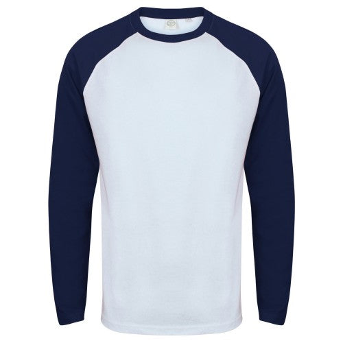 Front - Skinnifit Mens Raglan Long Sleeve Baseball T-Shirt