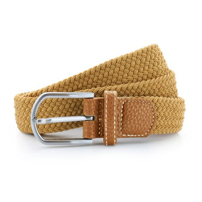 Olive - Front - Asquith & Fox Mens Woven Braid Stretch Belt