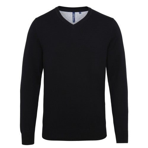 Front - Asquith & Fox Mens Cotton Rich V-Neck Sweater