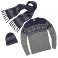Front - Christmas Shop Mens Traditional Knitted Winter Jumper, Hat & Scarf Set