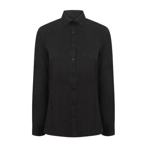 Front - Henbury Womens/Ladies Modern Long Sleeve Oxford Shirt