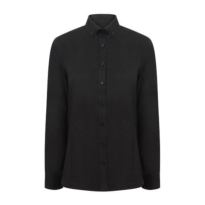 Front - Henbury Womens/Ladies Modern Long Sleeve Oxford Shirt