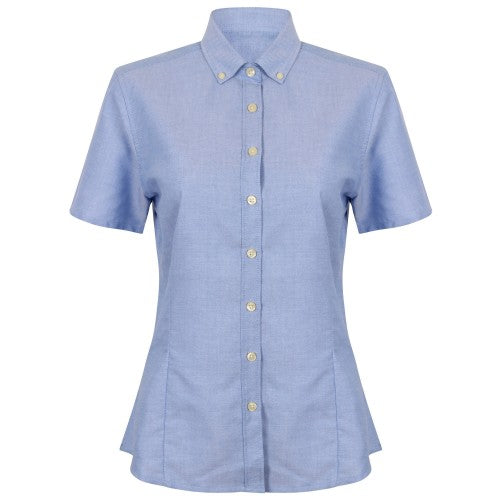 Front - Henbury Womens/Ladies Modern Short Sleeve Oxford Shirt