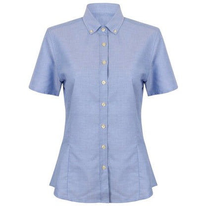 Front - Henbury Womens/Ladies Modern Short Sleeve Oxford Shirt