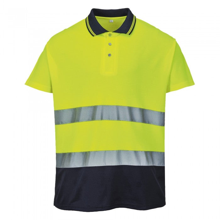 Front - Portwest Mens Hi-Vis Two-Tone Cotton Comfort Polo Shirt