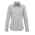 Front - Premier Womens/Ladies Microcheck Long Sleeve Shirt