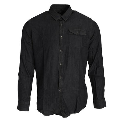 Front - Premier Mens Jeans Stitch Long Sleeve Denim Shirt