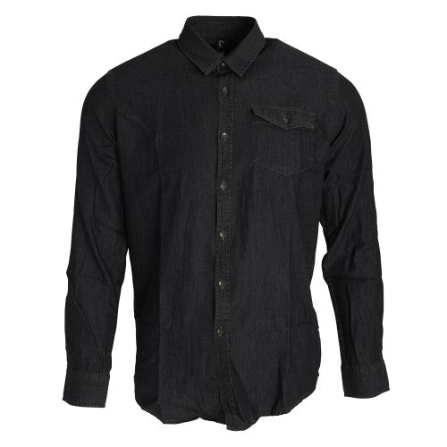 Front - Premier Mens Jeans Stitch Long Sleeve Denim Shirt