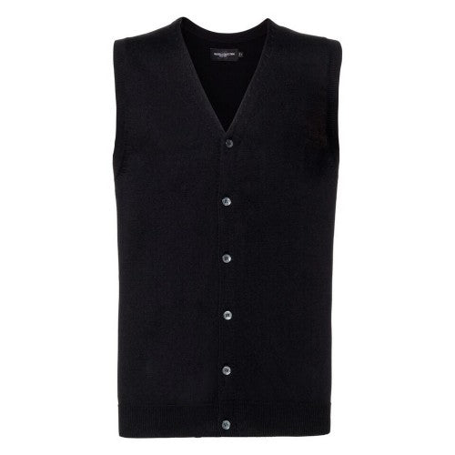 Russell Collection Mens V-neck Sleeveless Knitted Cardigan J719M