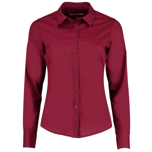 Front - Kustom Kit Womens/Ladies Long Sleeve Poplin Shirt