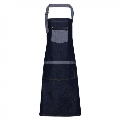 Front - Premier Unisex Domain Contrast Denim Bib Apron
