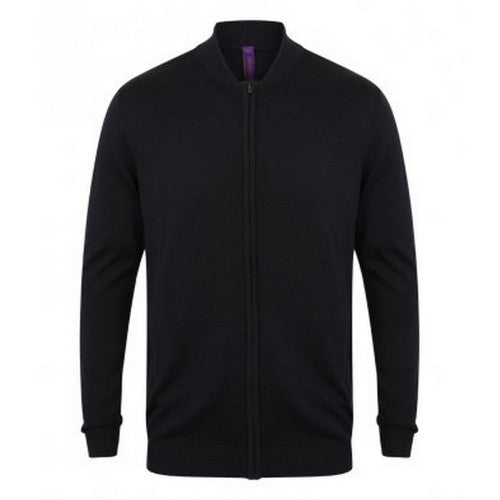 Front - Henbury Unisex Adults Knitted Bomber Jacket