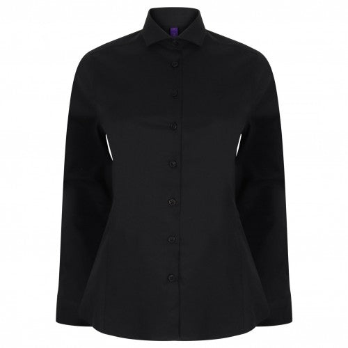 Front - Henbury Womens/Ladies Long Sleeve Stretch Shirt