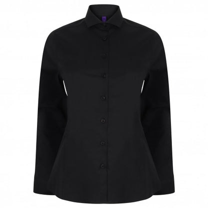 Front - Henbury Womens/Ladies Long Sleeve Stretch Shirt