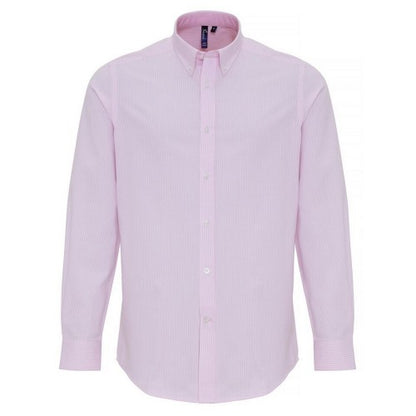 Front - Premier Mens Cotton Rich Oxford Stripe Shirt