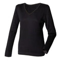 Front - Henbury Womens/Ladies 12 Gauge Fine Knit V-Neck Jumper / Sweatshirt