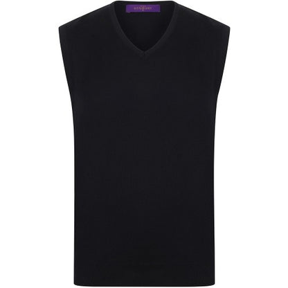 Front - Henbury Mens Sleeveless 12 Gauge V-Neck Fine Knit Jumper