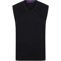 Front - Henbury Mens Sleeveless 12 Gauge V-Neck Fine Knit Jumper