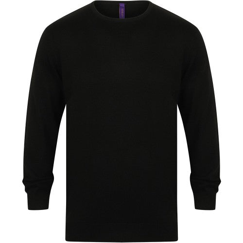 Front - Henbury Mens Crew Neck 12 Gauge Fine Knit Jumper / Sweatshirt