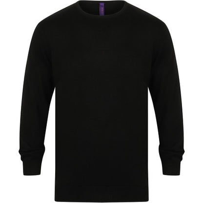 Front - Henbury Mens Crew Neck 12 Gauge Fine Knit Jumper / Sweatshirt