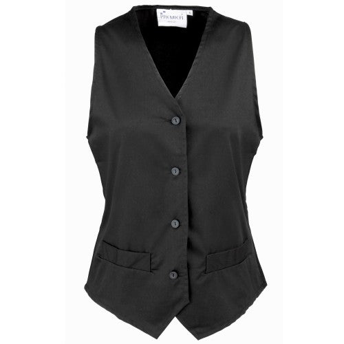 Front - Premier Womens/Ladies Hospitality Waistcoat / Catering / Barwear (Pack of 2)