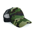 Front - Beechfield Retro Camouflage Snapback Trucker Cap (Pack of 2)