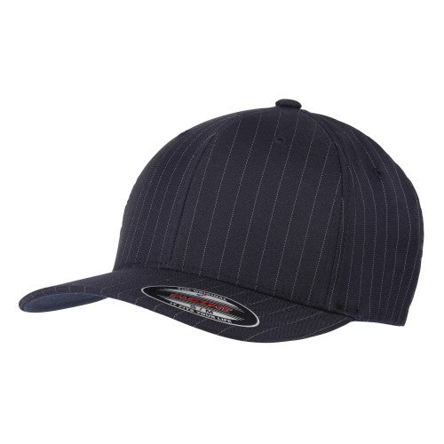 Front - Yupoong Flexfit Unisex Pinstripe Baseball Cap (Pack of 2)