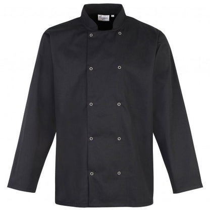 Front - Premier Studded Front Long Sleeve Chefs Jacket / Chefswear (Pack of 2)