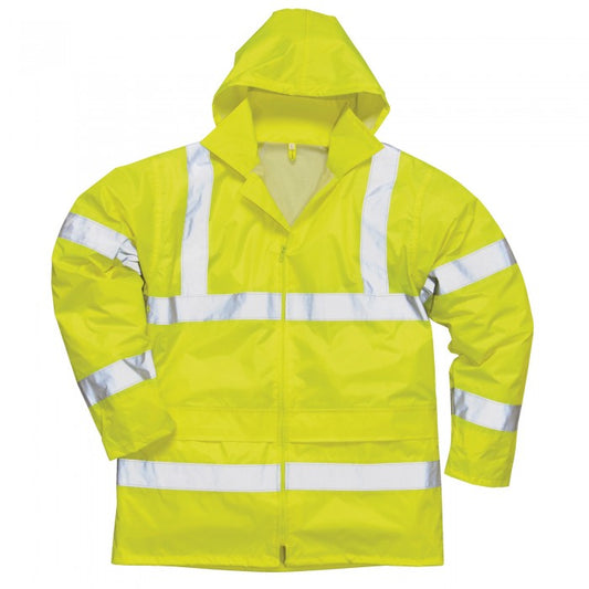 Front - Portwest Hi-Vis Rain Jacket (H440) / Safetywear / Workwear (Pack of 2)