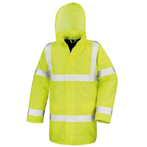 Front - Result Core High-Viz Motorway Coat (Waterproof & Windproof) (Pack of 2)