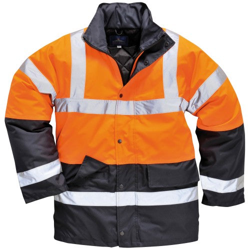 Front - Portwest Unisex Hard-wearing Hi Vis Traffic Jacket / Safetywear / Workwear (Pack of 2)