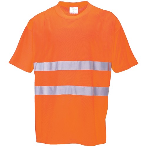 Front - Portwest Cotton Comfort Reflective Safety T-Shirt (Pack of 2)