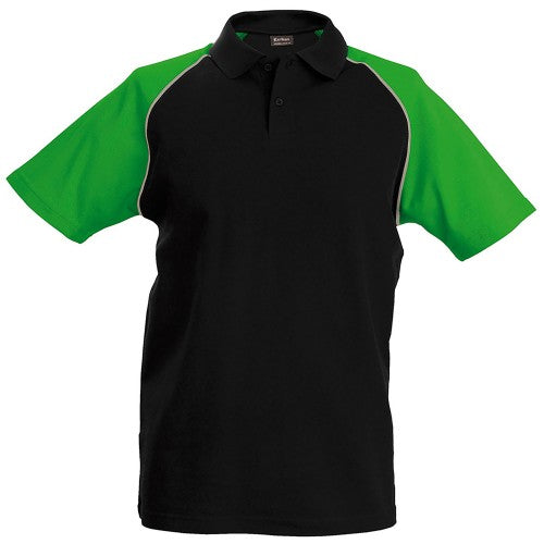 Front - Kariban Mens Contrast Baseball Polo Shirt