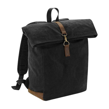 Front - Quadra Heritage Waxed Canvas Leather Accent Backpack