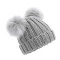 Front - Beechfield Childrens/Kids Faux Fur Double Pom Pom Beanie