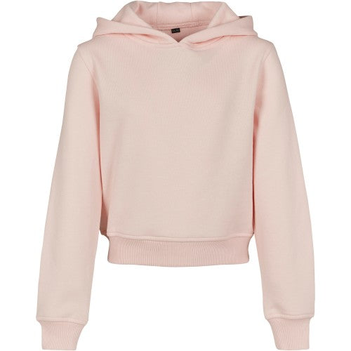 Front - Build Your Brand Girls Cropped Hoodie