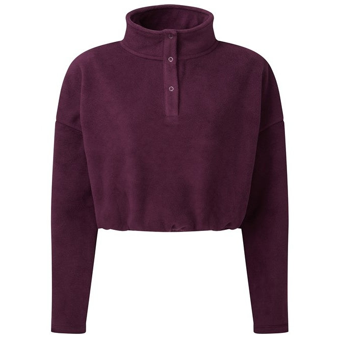 Mulberry Red - Front - TriDri Womens-Ladies Cropped Fleece Top