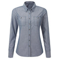 Indigo Denim - Front - Premier Womens-Ladies Organic Fairtrade Certified Chambray Formal Shirt