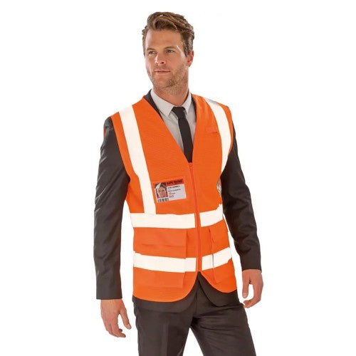 Fluorescent Orange - Side - SAFE-GUARD by Result Unisex Adult Security Vest
