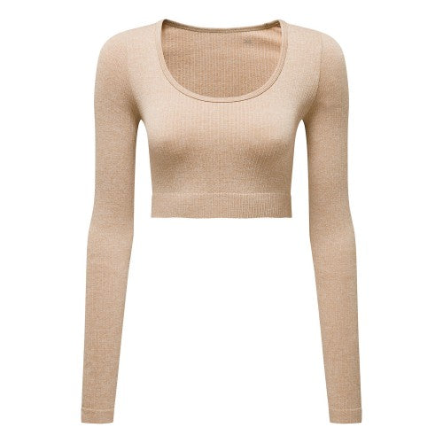 Front - TriDri Womens/Ladies Ribbed Seamless 3D Crop Top